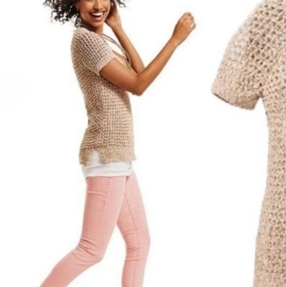 CAbi Multicolor Sorbet Knit Short Sleeve Summer Knit Blouse - Picture 3 of 10